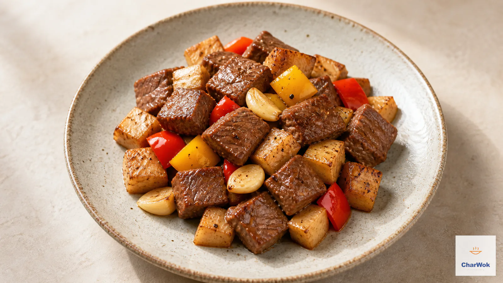 Beef and king oyster mushroom stir-fry