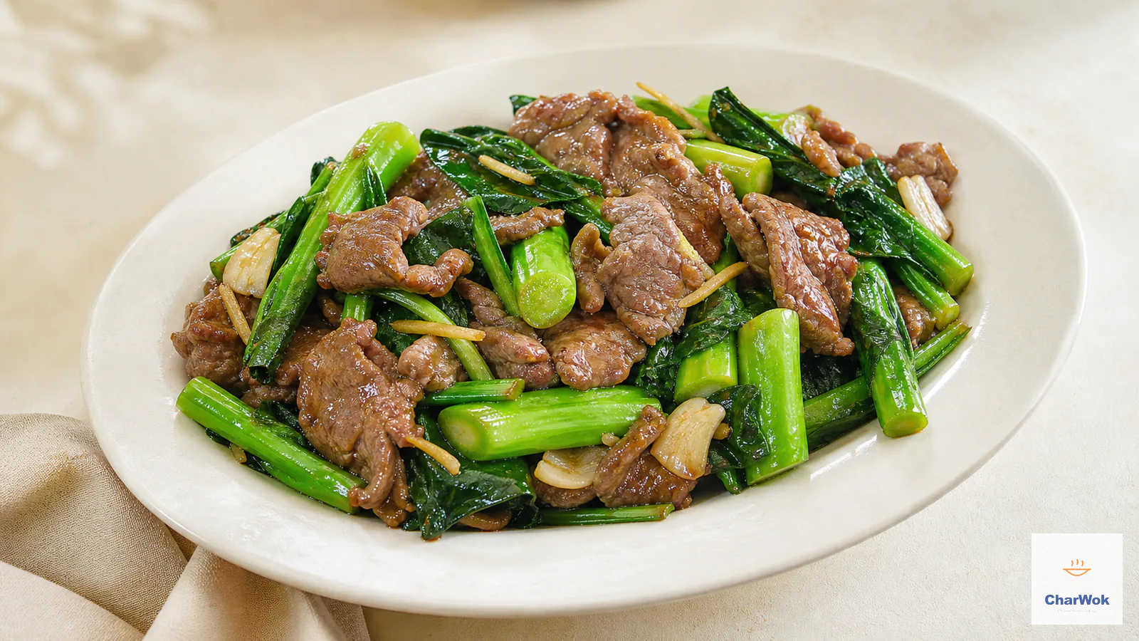Beef and Chinese broccoli stir-fry