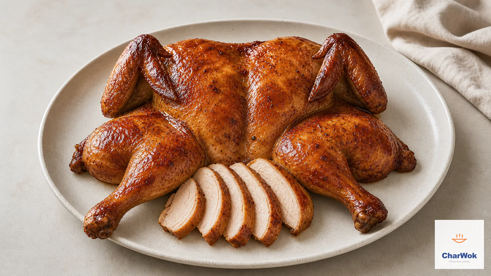 Chinese five-spice spatchcocked chicken with crisp mahogany honey-soy skin