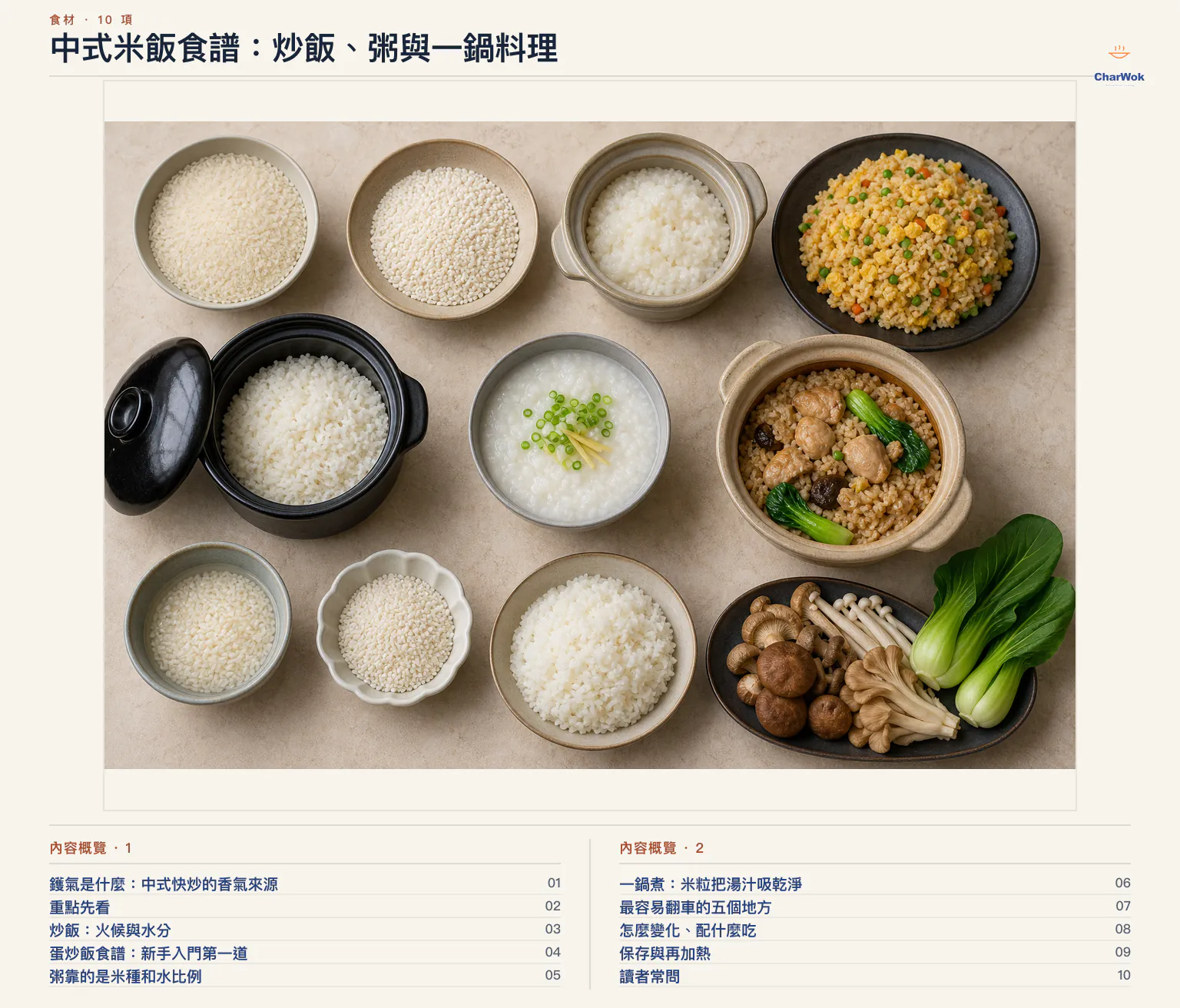 中式米飯食譜:炒飯、粥與一鍋料理文章內容概覽